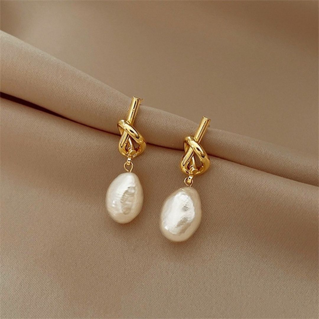 Knot Pearl Drops Earrings