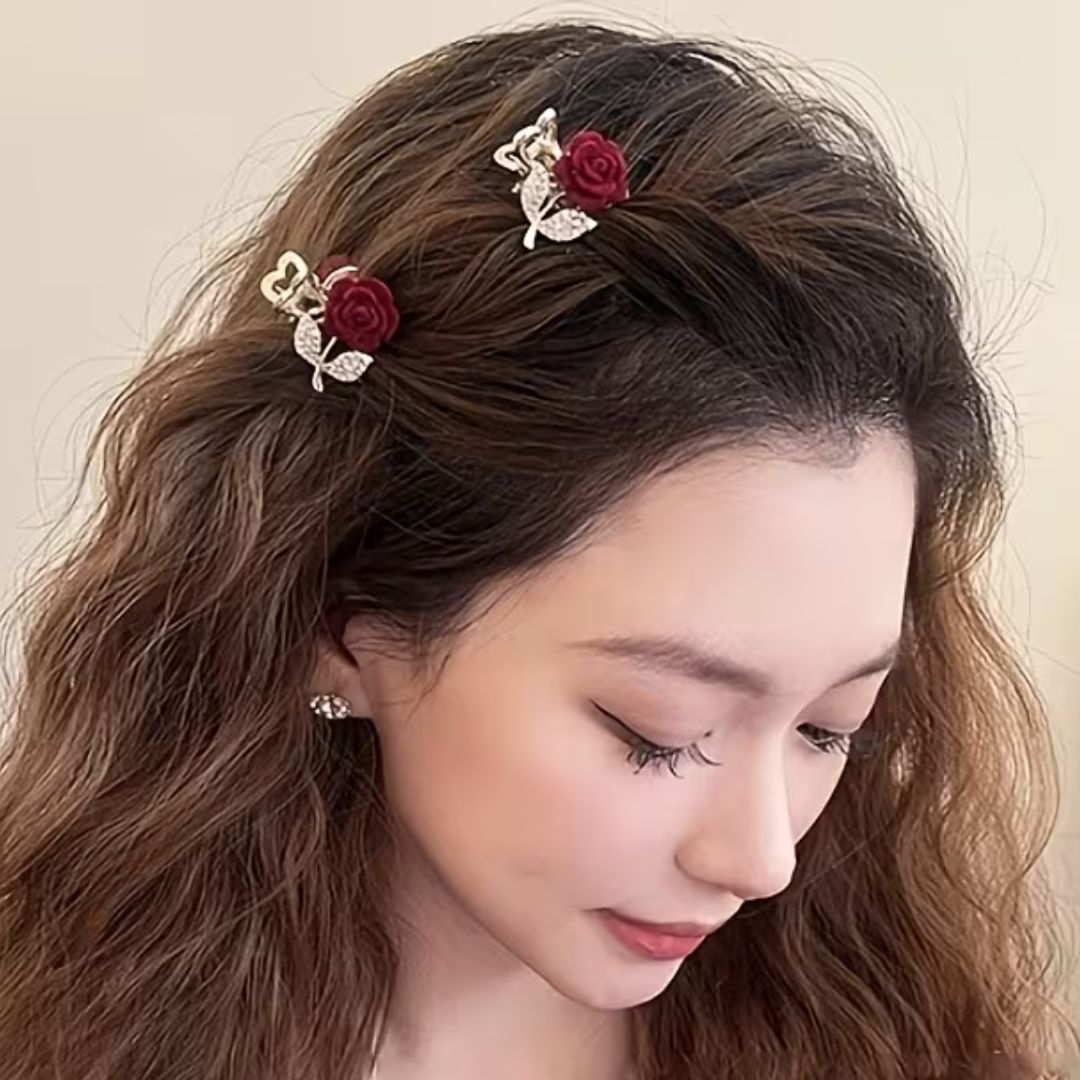 Sparkling Rose Hair Clip