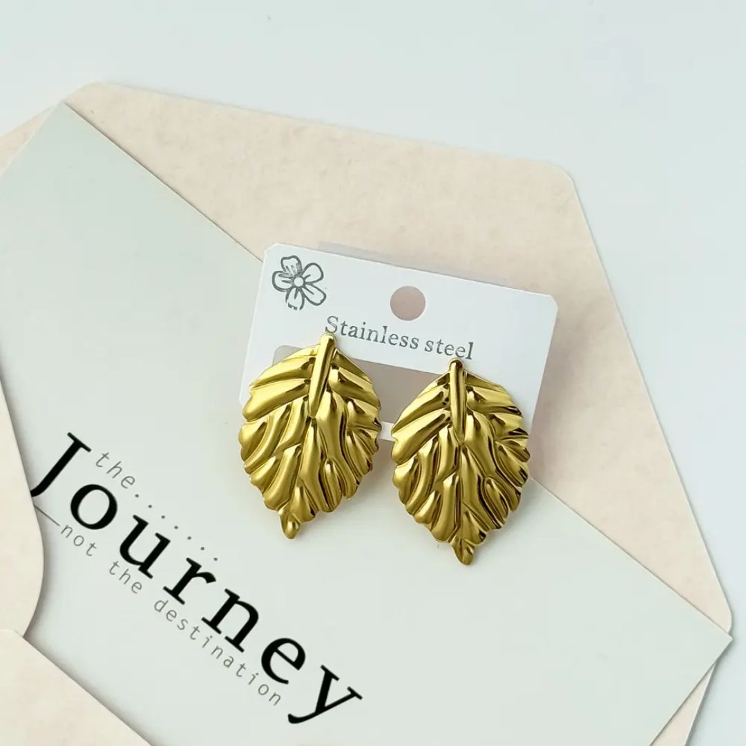 Golden Leaf Statement Earrings