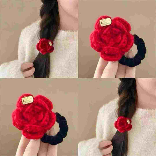 Red Rose Hair Scrunchie