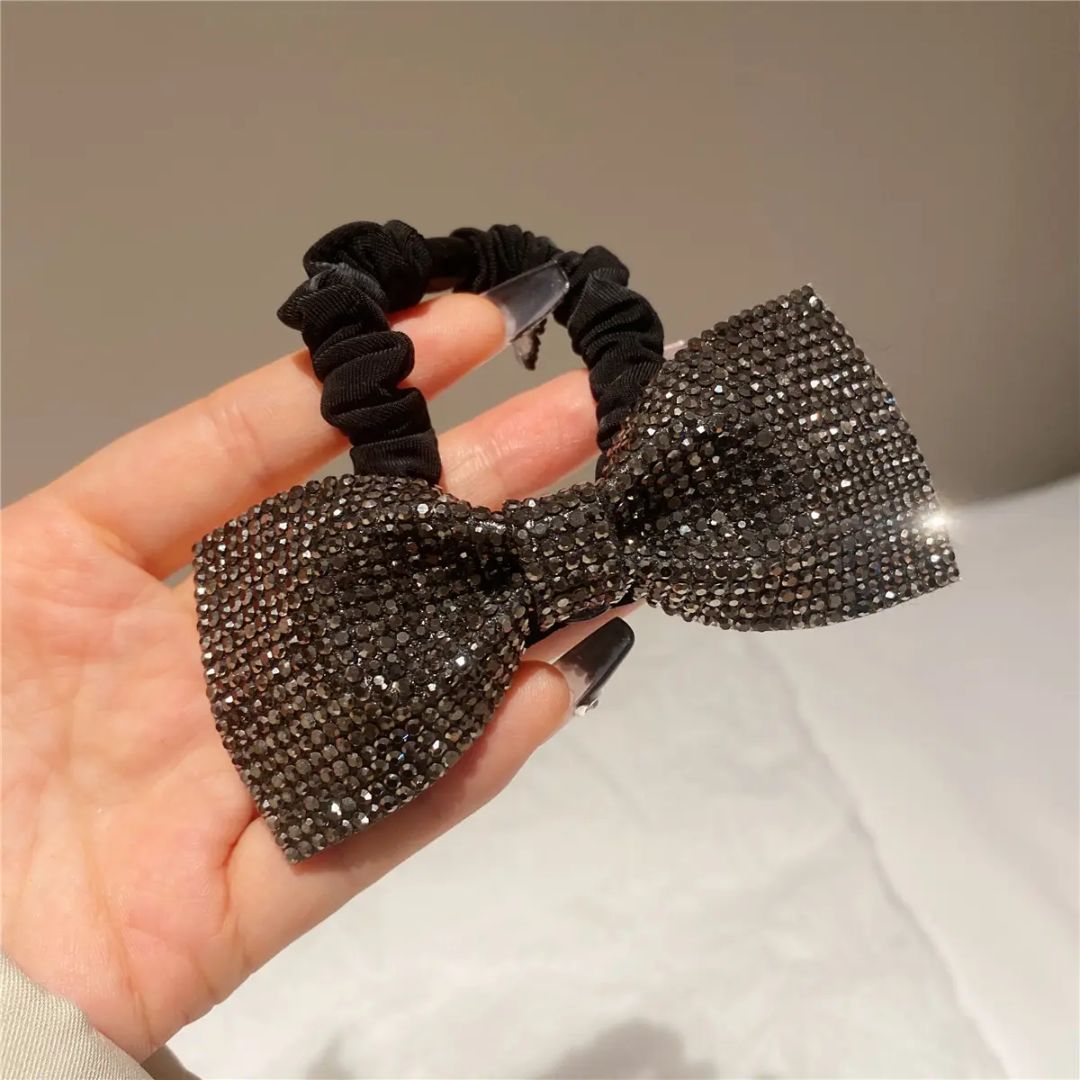 Rhinestone Bow Hair Tie