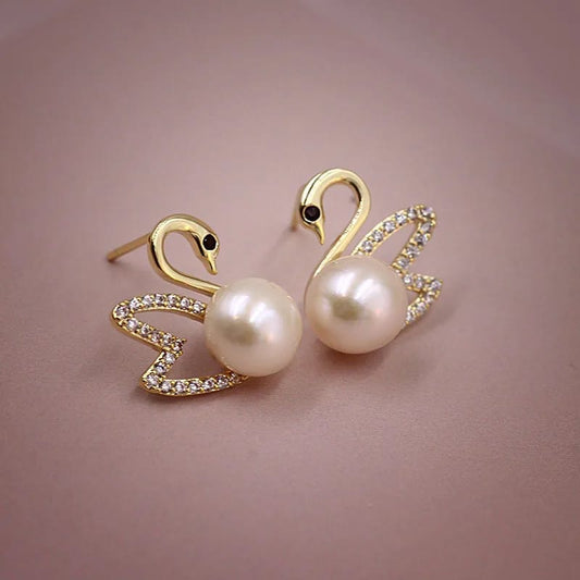 A Pearl Of Wisdom Swan Earrings