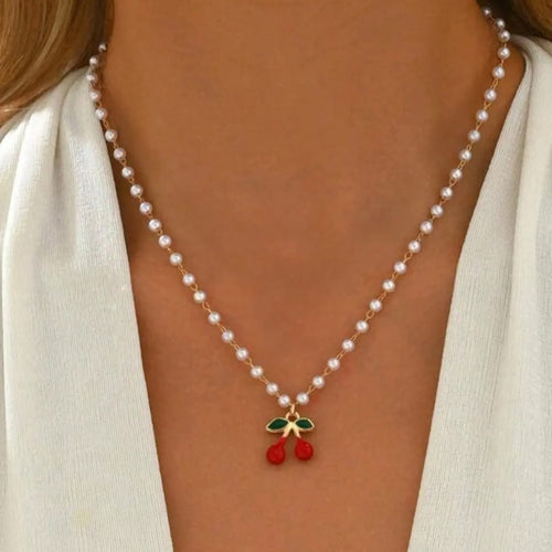 Cherry Pearl Choker Necklace