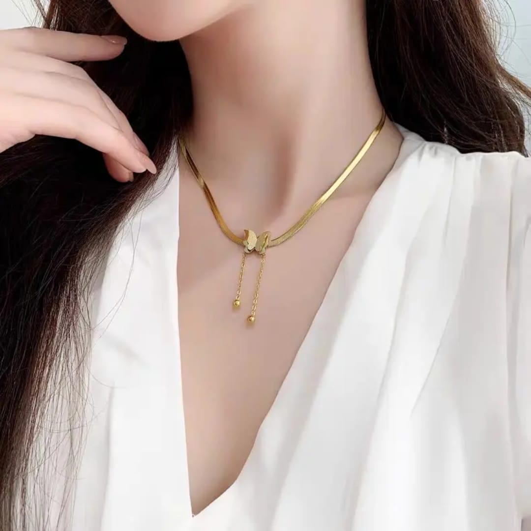 Gilded Wings & Tassels Necklace