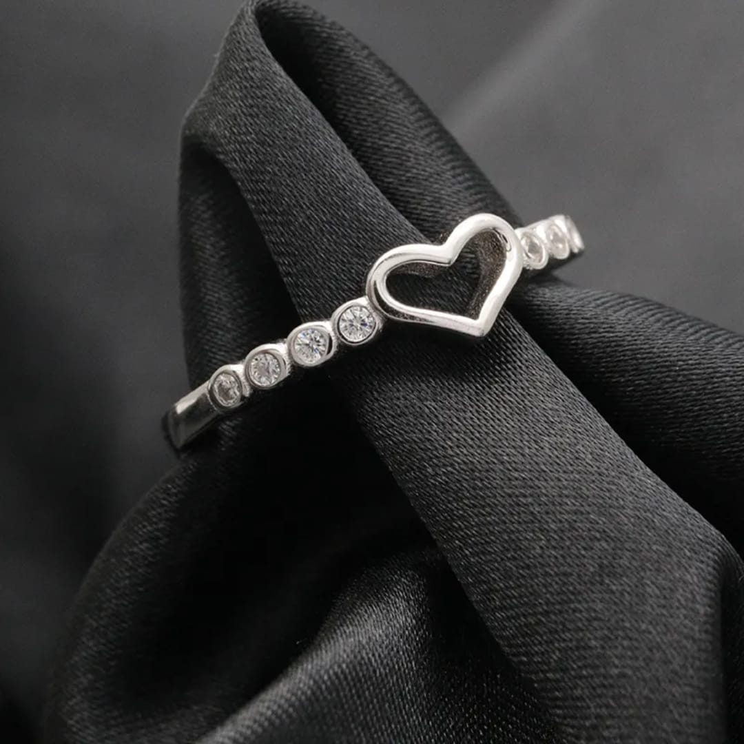 Sterling Heart & Sparkle Ring