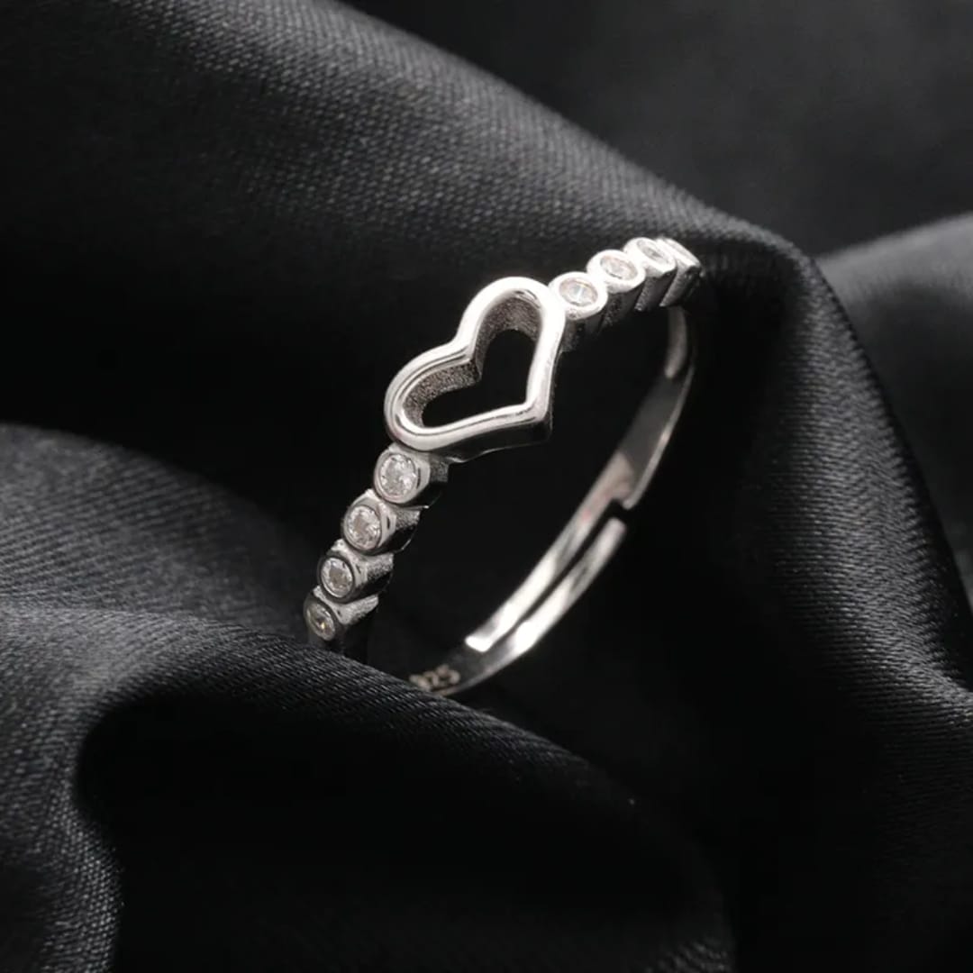Sterling Heart & Sparkle Ring