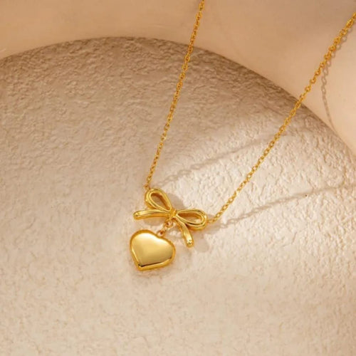 Golden Bow of Heart Neckpiece