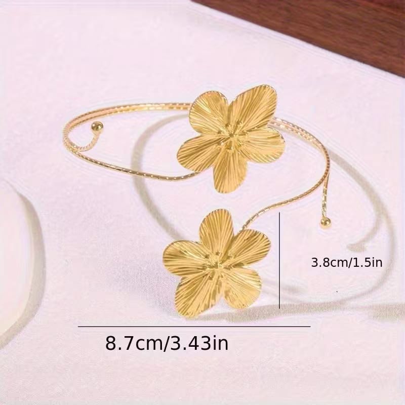 Golden Dual Flower Arm Cuff