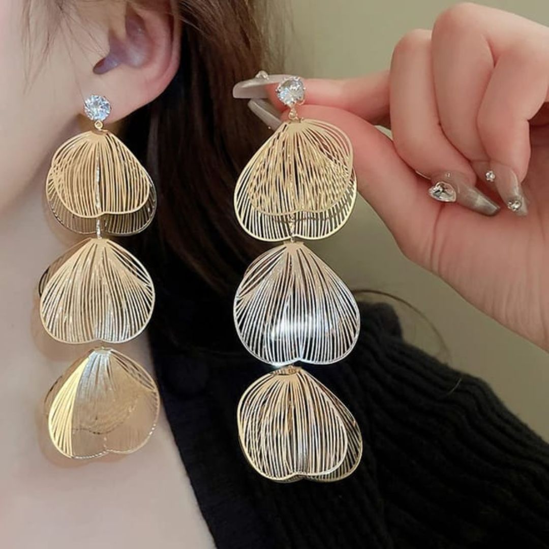 Golden Statement leaf Earrings