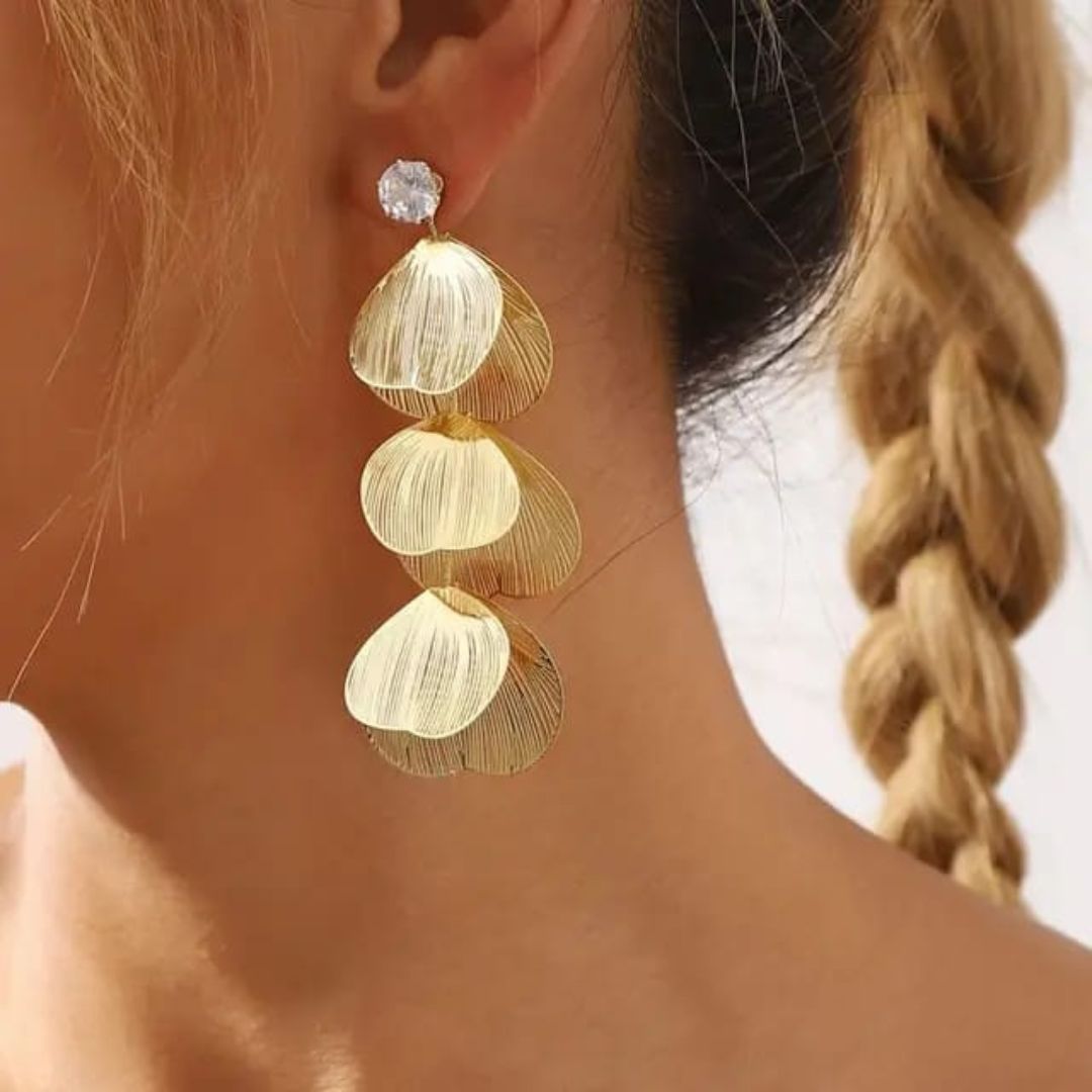 Golden Statement leaf Earrings