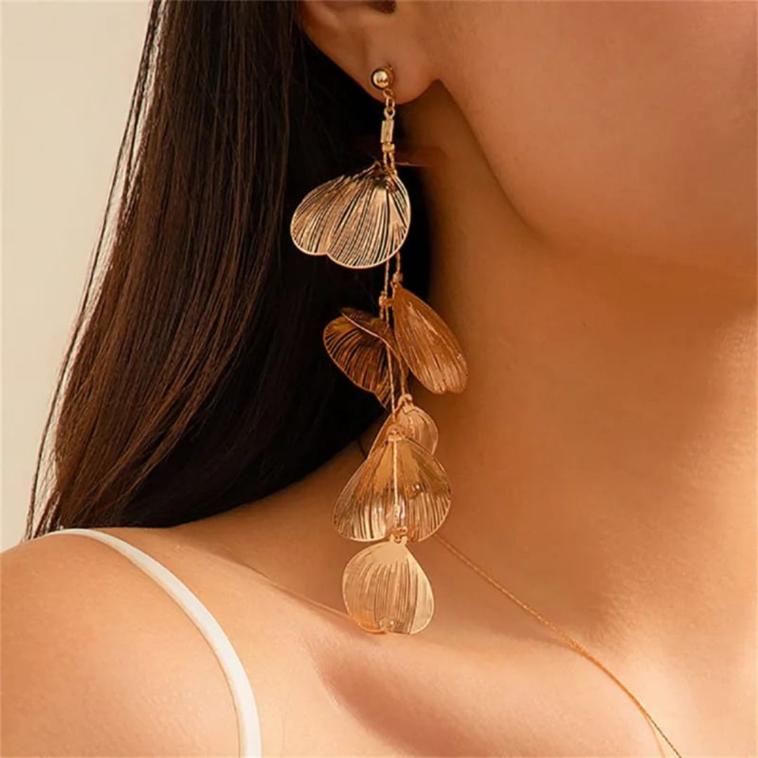 Golden Statement leaf Earrings