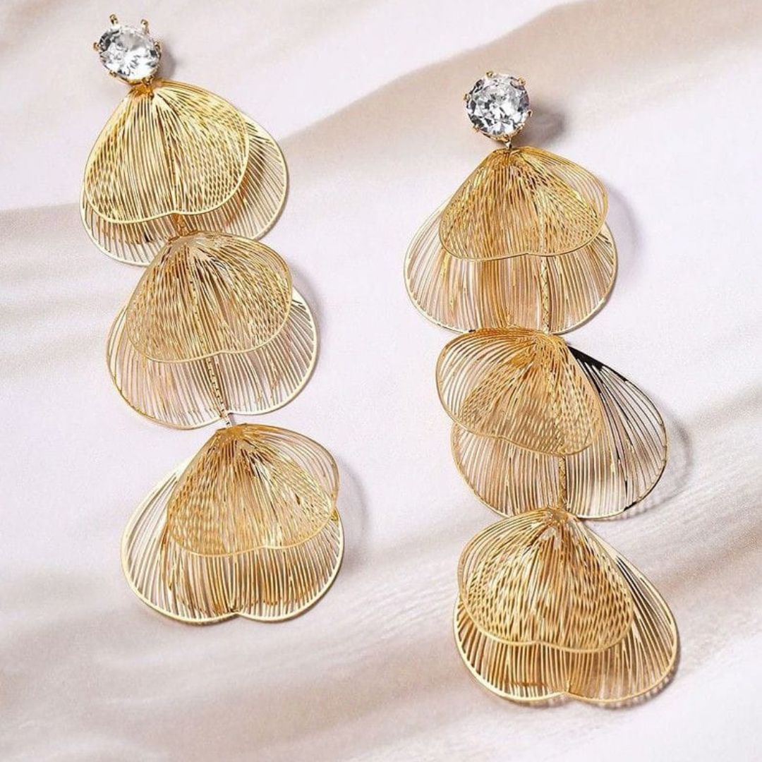 Golden Statement leaf Earrings