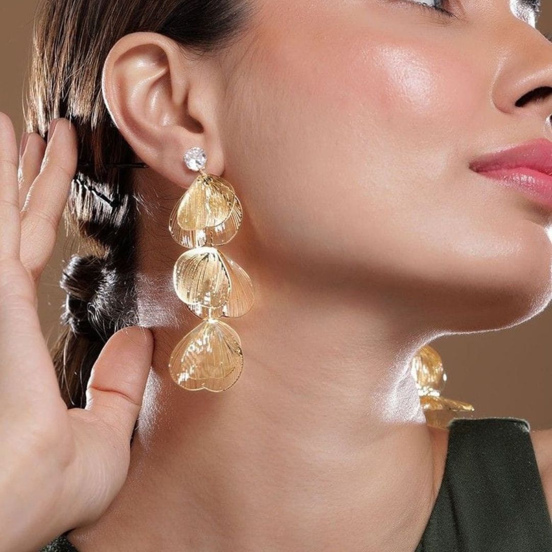 Golden Statement leaf Earrings