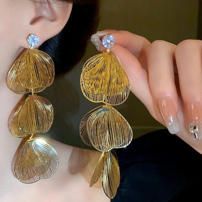 Golden Statement leaf Earrings