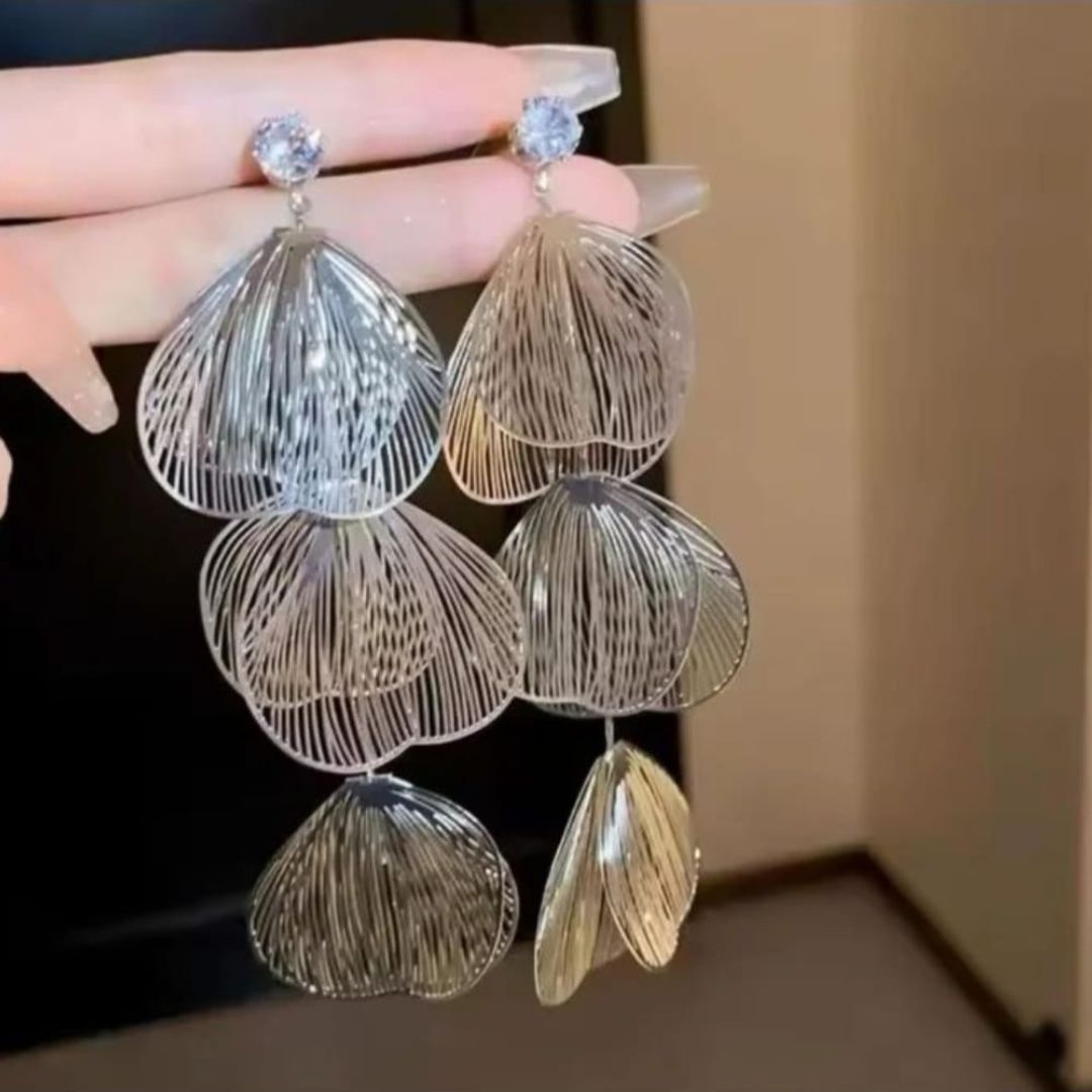 Silver Statement leaf Earrings