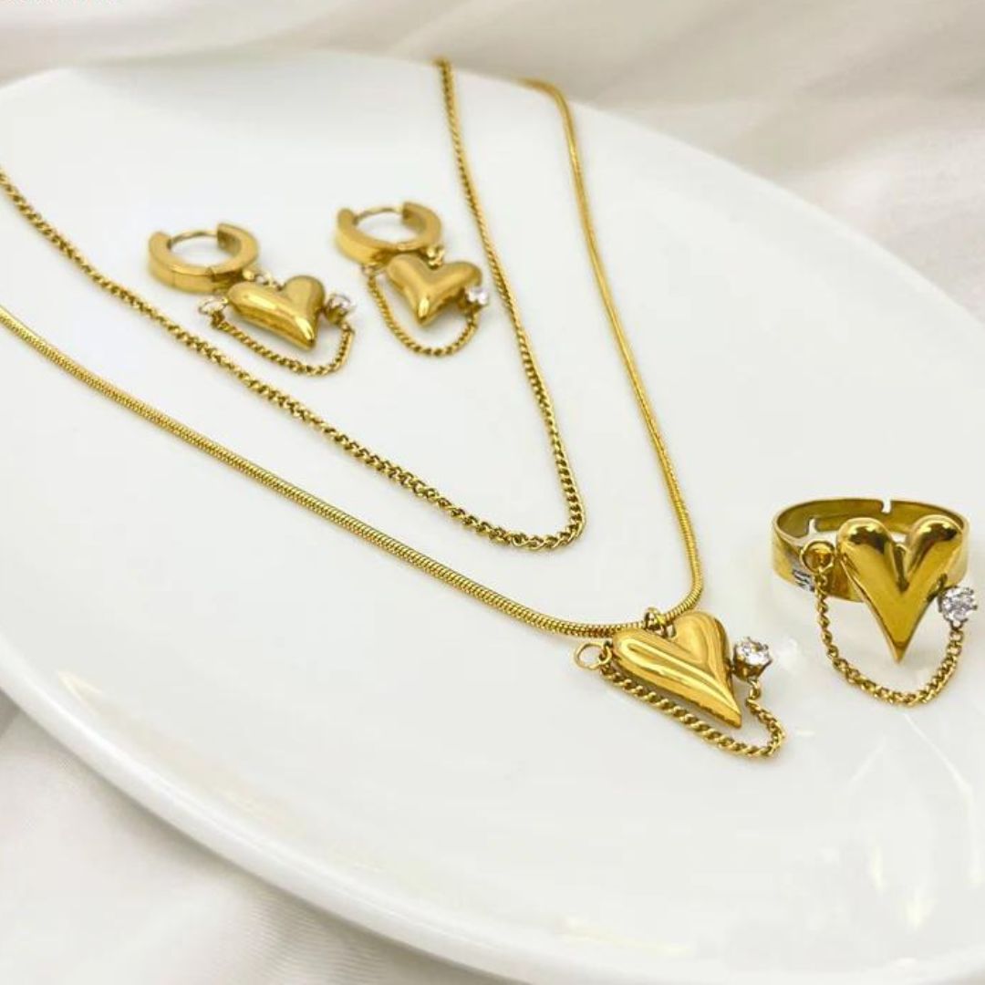 Combo of Heart Necklace And Earring