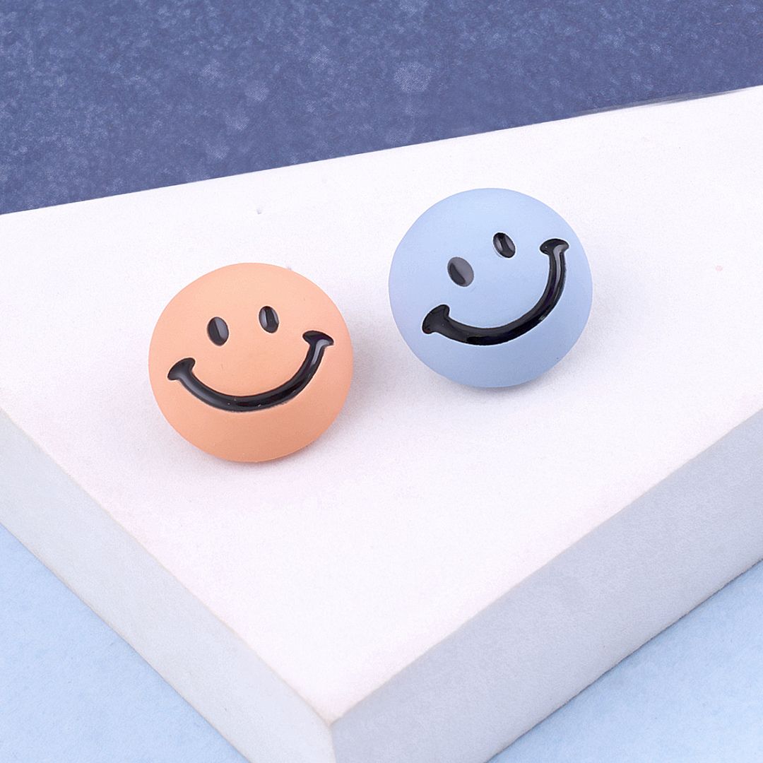 Mismatched smiley earrings