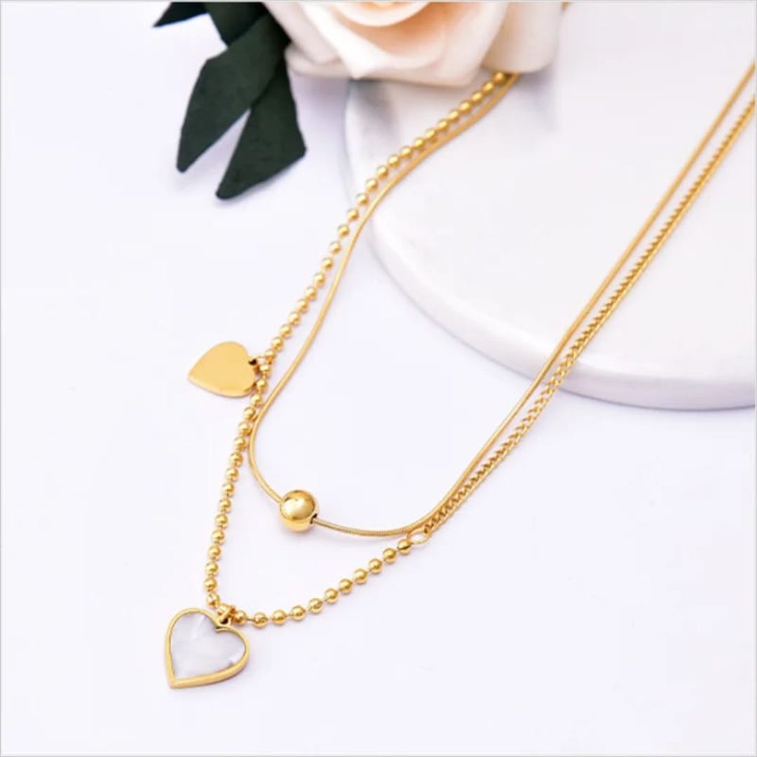 Blind Date layered heart Necklace