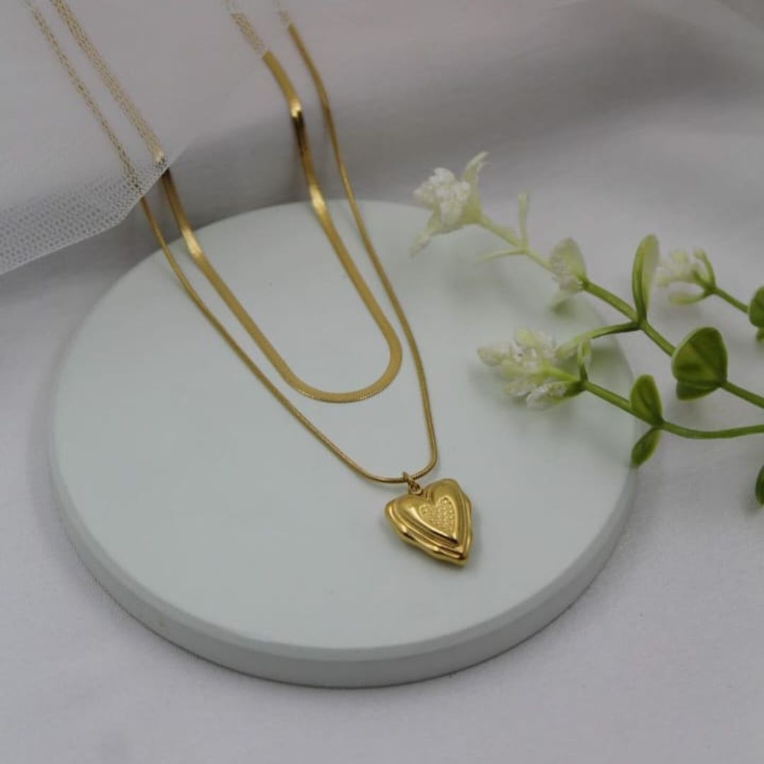 Blind Date layerd heart Necklace