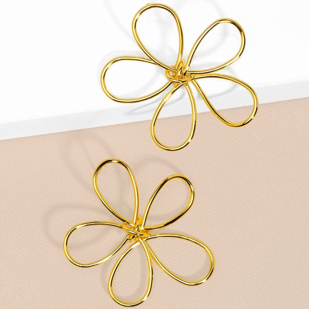 Golden Flower Statement Earrings