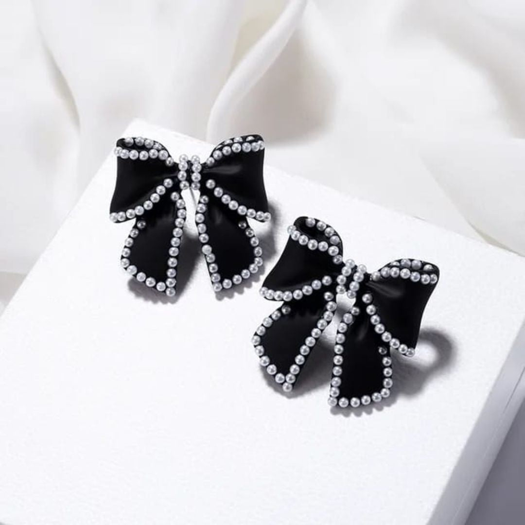 Black Jack Bow Earring