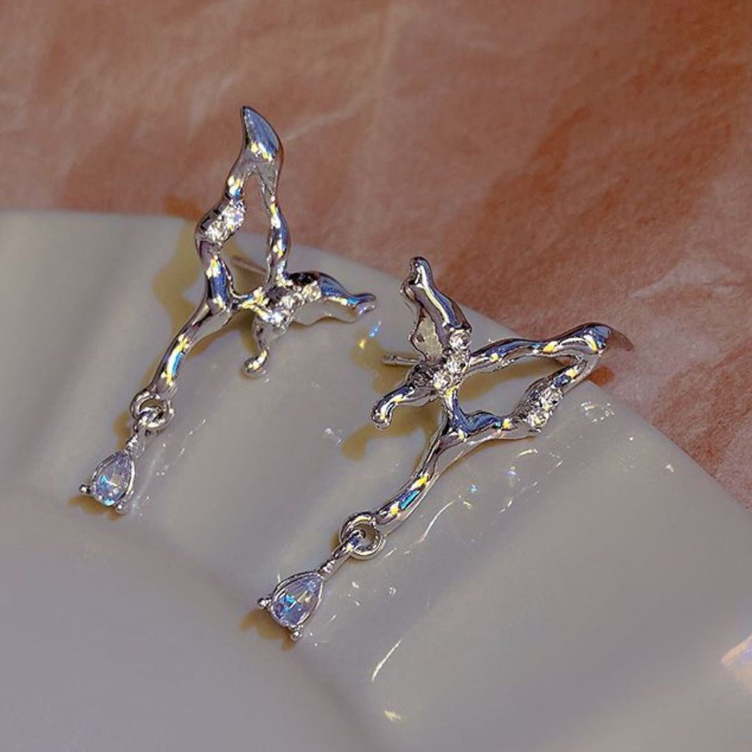 Silver Butterfly Dangler Earring