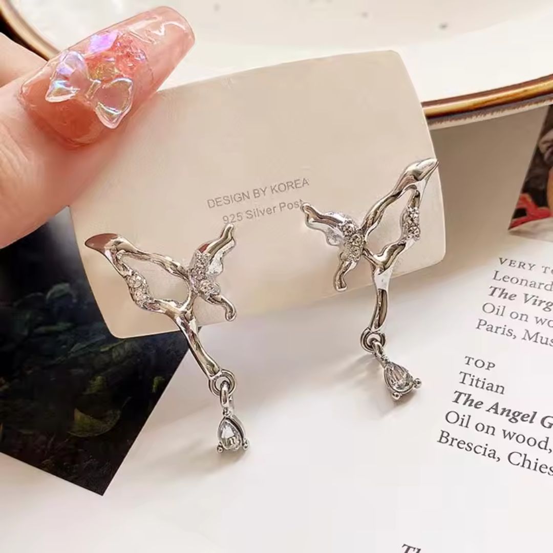 Silver Butterfly Dangler Earring