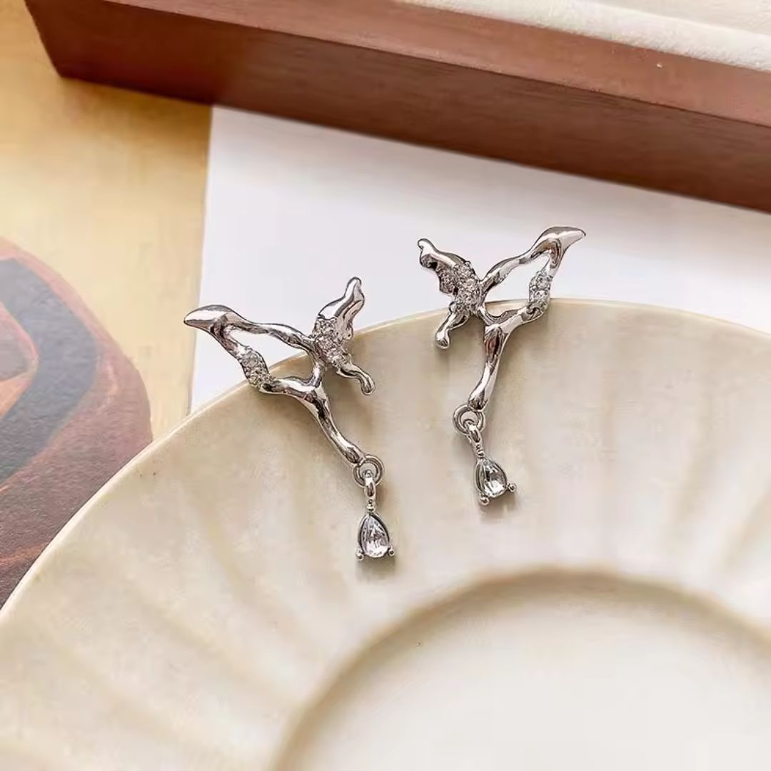 Silver Butterfly Dangler Earring
