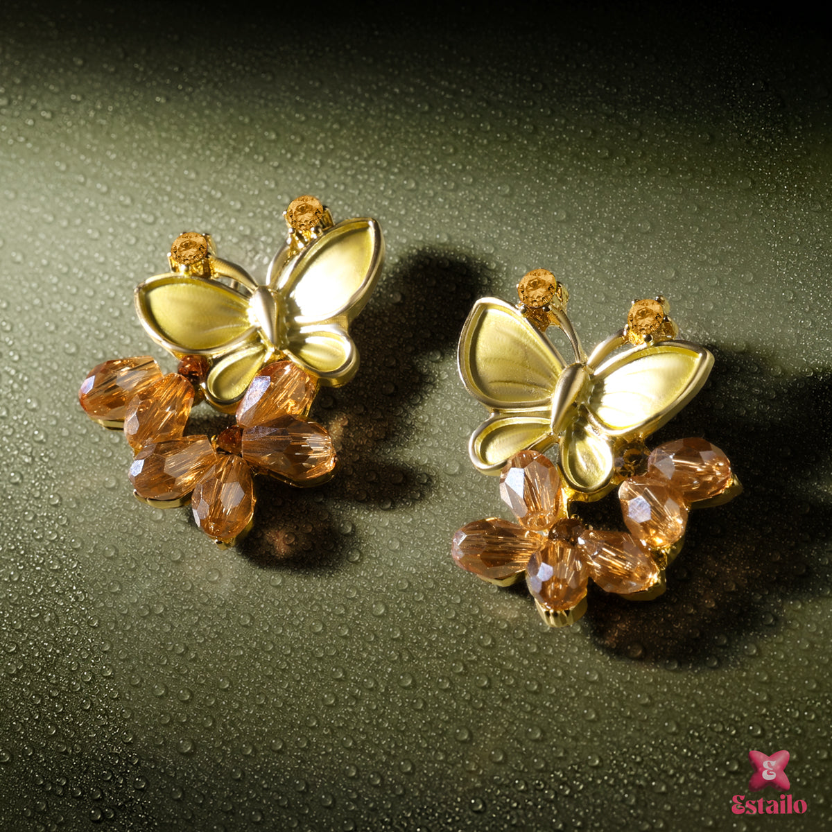 Gilded Crystal Butterfly Earring