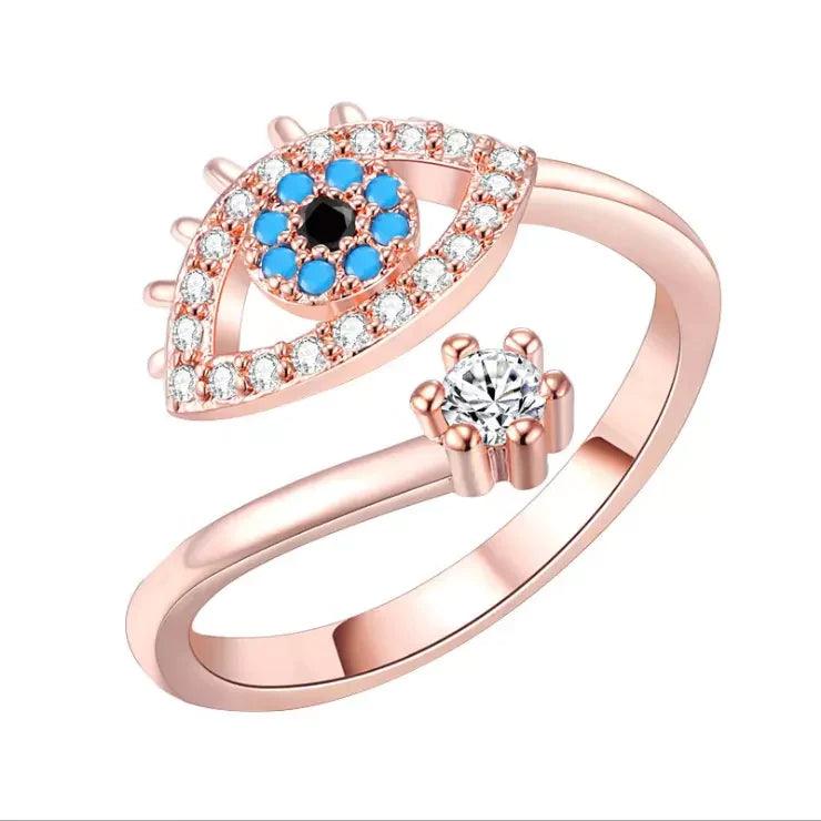 Exquisite Evil Eye Rose Gold Ring