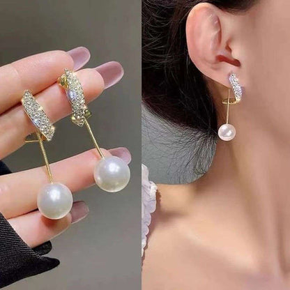 Perky Pearl long Chain Earrings