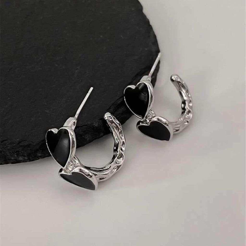 Black Jack Hoop Earrings
